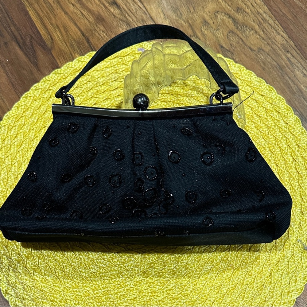 Enzo Angiolini Elegant Black Beaded Wristlet